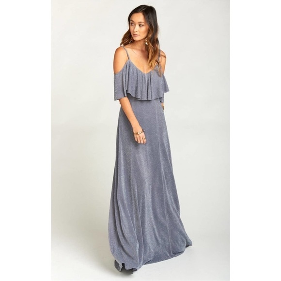 Show Me Your Mumu Renee Ruffle Maxi Dress Dancing Queen Shine Smoke NWT Hoco - Picture 1 of 14